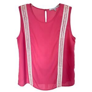 Collective Concepts Women's Sleeveless Top w/ Crochet Trim Size M Pink
